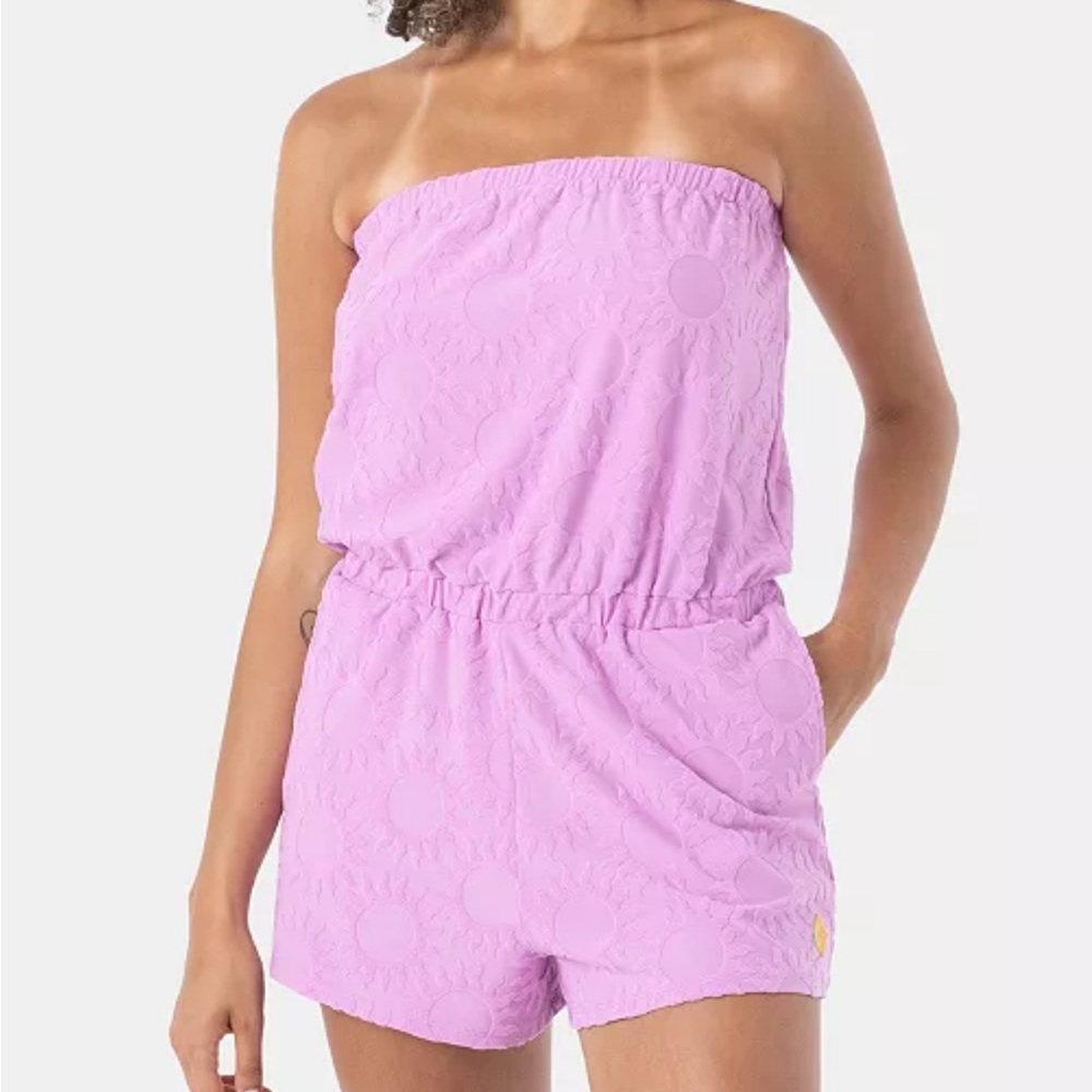 Roxy strapless romper swim cover up